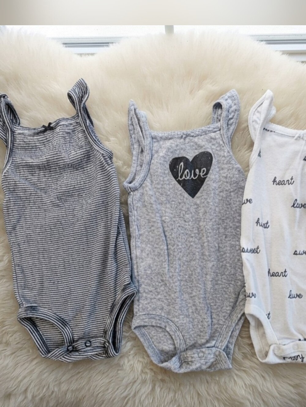 Carter's 9M Gray and White Bodysuit Trio